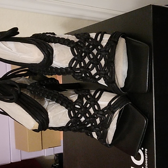 I•N•C International concepts ankle lace up high heels braided design. - Picture 2 of 5